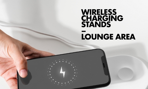 wireless charging stands lounge area